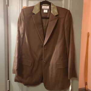 Vintage wool blazer NWT leather collar